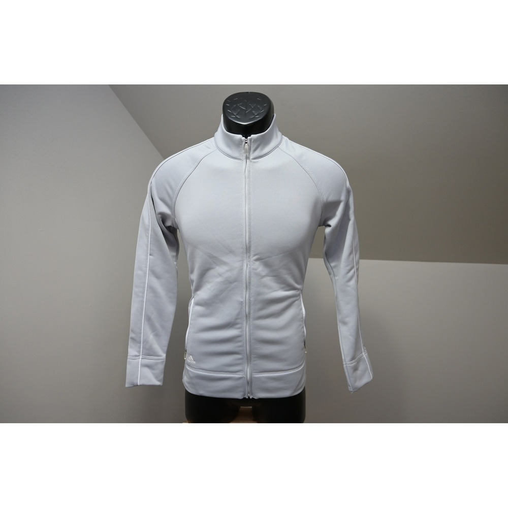 Adidas Golf Climalite Track Jacket Womens Small Gray Full Zip Mock Neck EUC